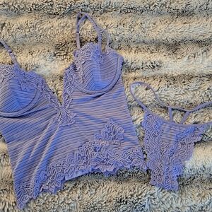 90s Vintage Corset Top And Matching Thong